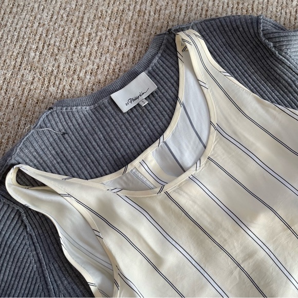 3.1 Phillip Lim Knit Long-Sleeve Pullover With Combo Shirt, Size S - Picture 4 of 12